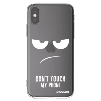 Picasee silikonski prozorni ovitek za Apple iPhone X/XS - Don't Touch My Phone