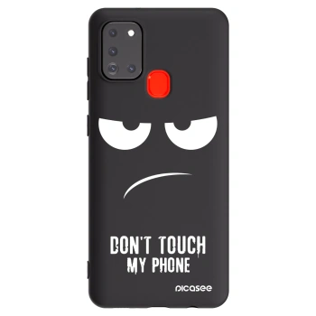 Picasee silikonski črni ovitek za Samsung Galaxy A21s - Don't Touch My Phone