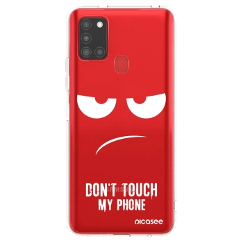 Picasee silikonski prozorni ovitek za Samsung Galaxy A21s - Don't Touch My Phone