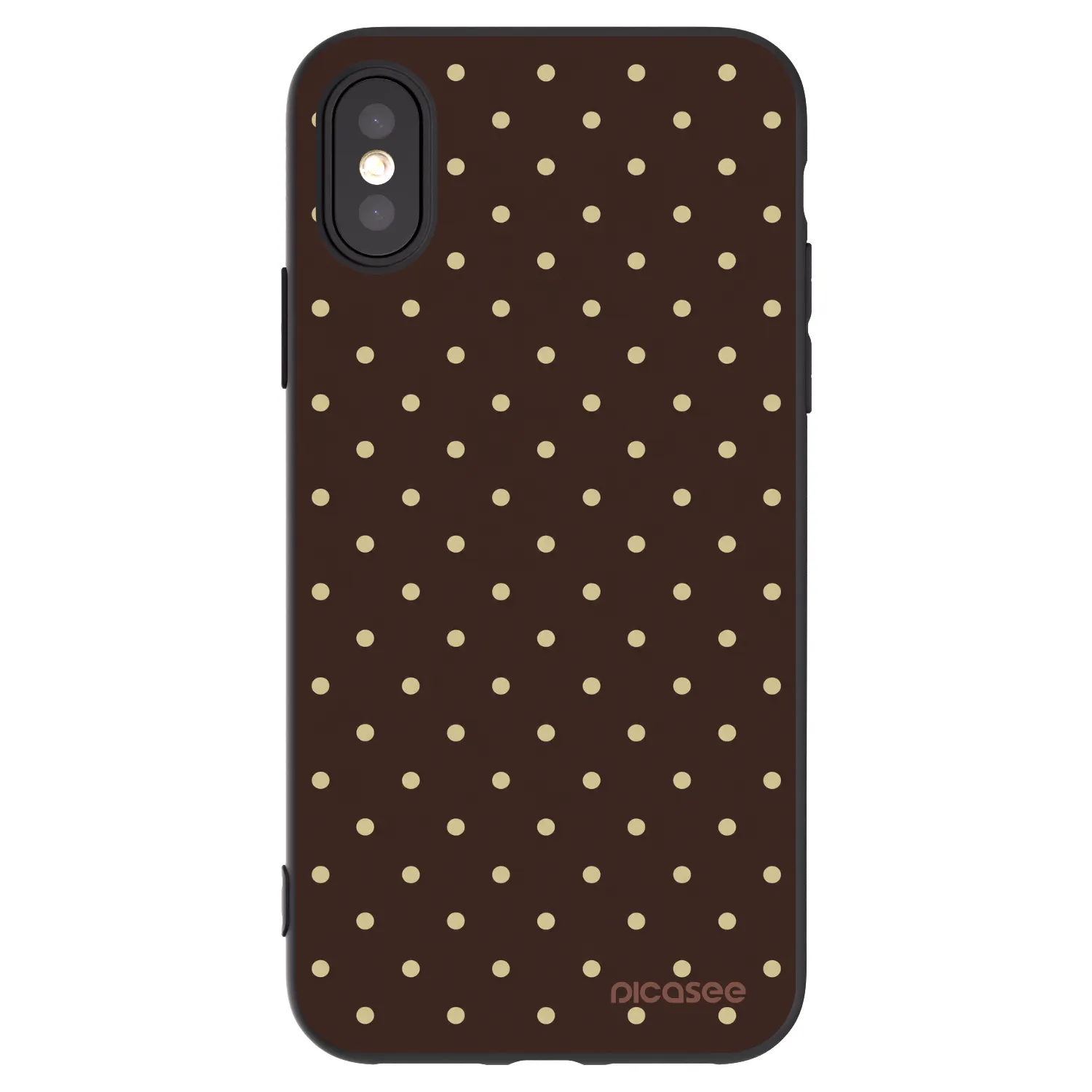 Picasee silikonski črni ovitek za Apple iPhone X/XS - Vanilla Dots & Chocolate