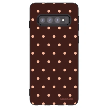 Picasee silikonski črni ovitek za Samsung Galaxy S10 G973 - Peach Dots & Chocolate