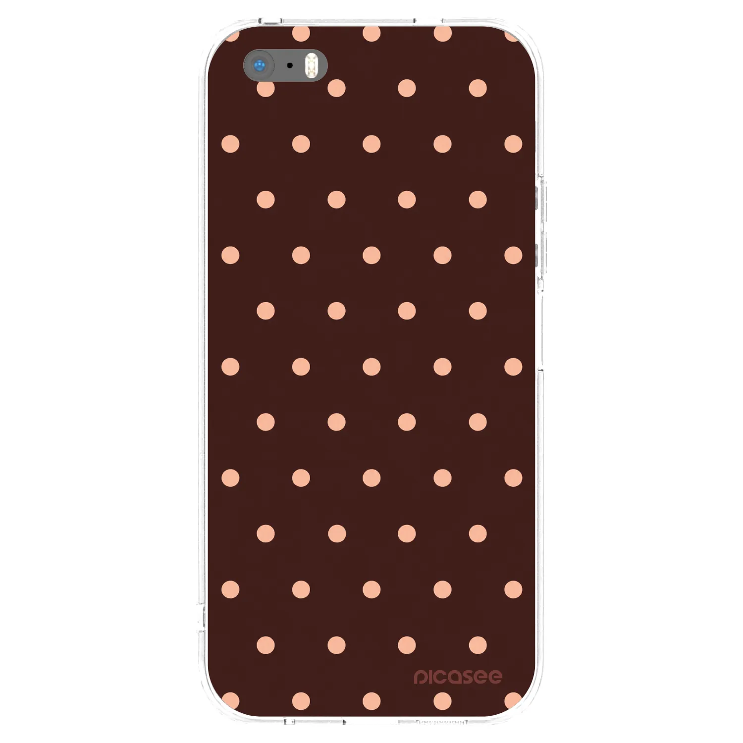 Picasee silikonski prozorni ovitek za Apple iPhone 5/5S/SE - Peach Dots & Chocolate