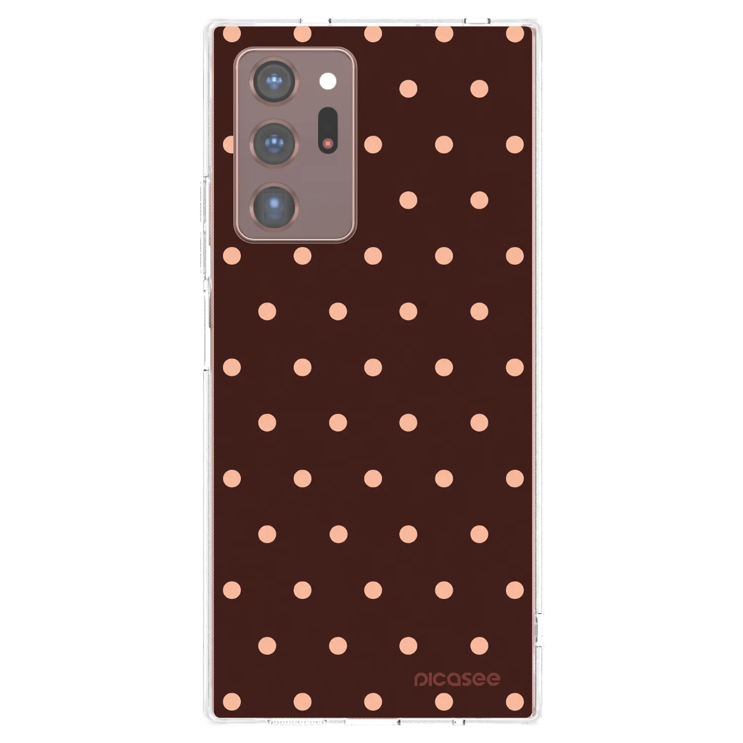 Picasee silikonski prozorni ovitek za Samsung Galaxy Note 20 Ultra - Peach Dots & Chocolate