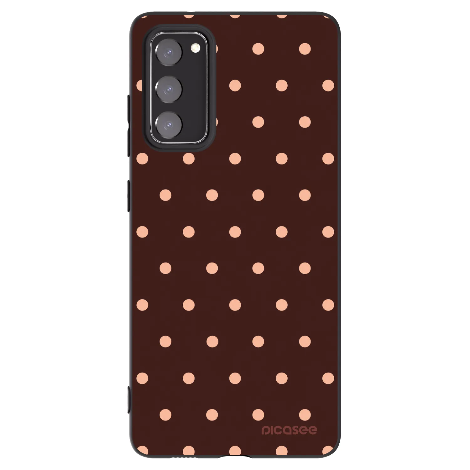 Picasee silikonski črni ovitek za Samsung Galaxy S20 FE - Peach Dots & Chocolate