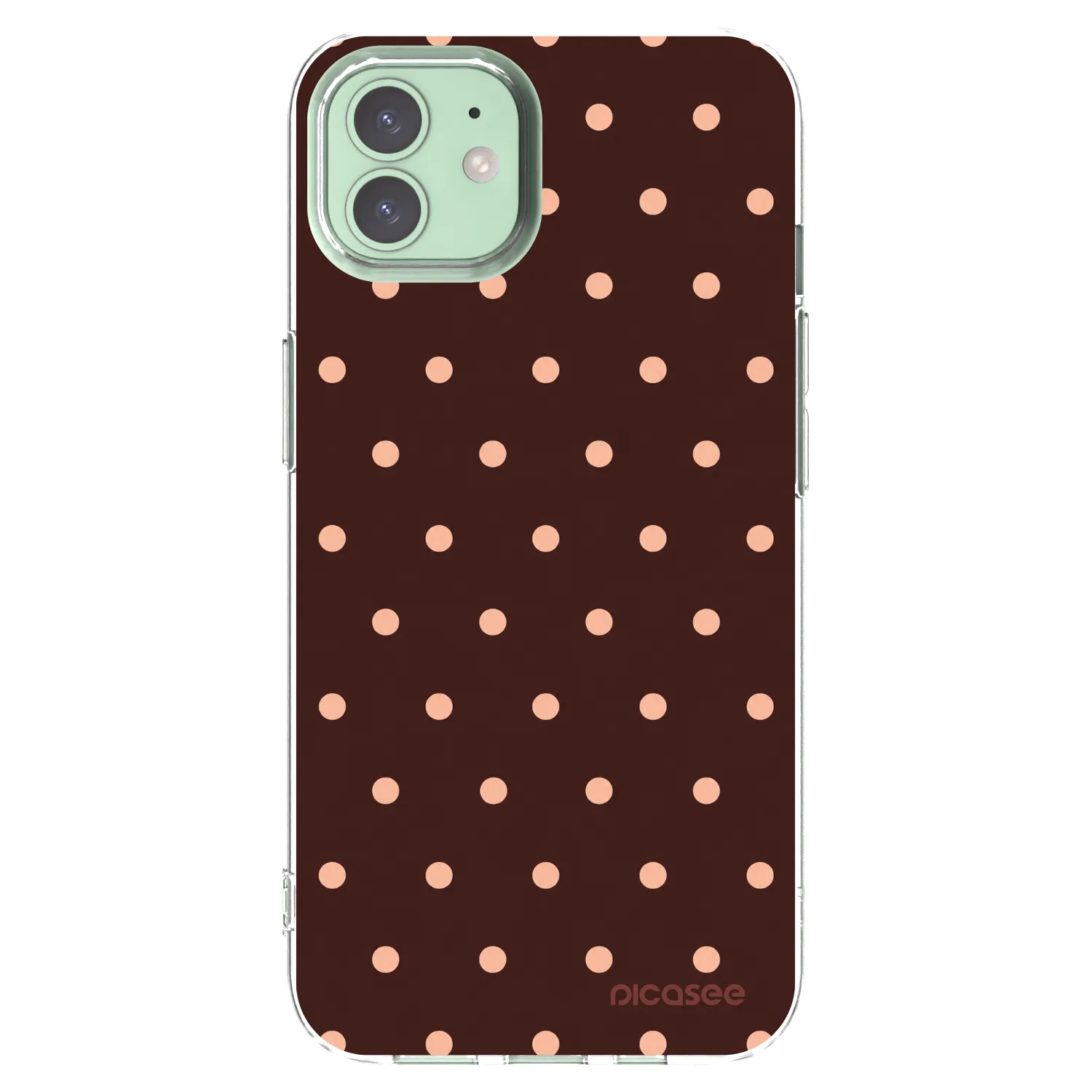 Picasee silikonski prozorni ovitek za Apple iPhone 12 - Peach Dots & Chocolate
