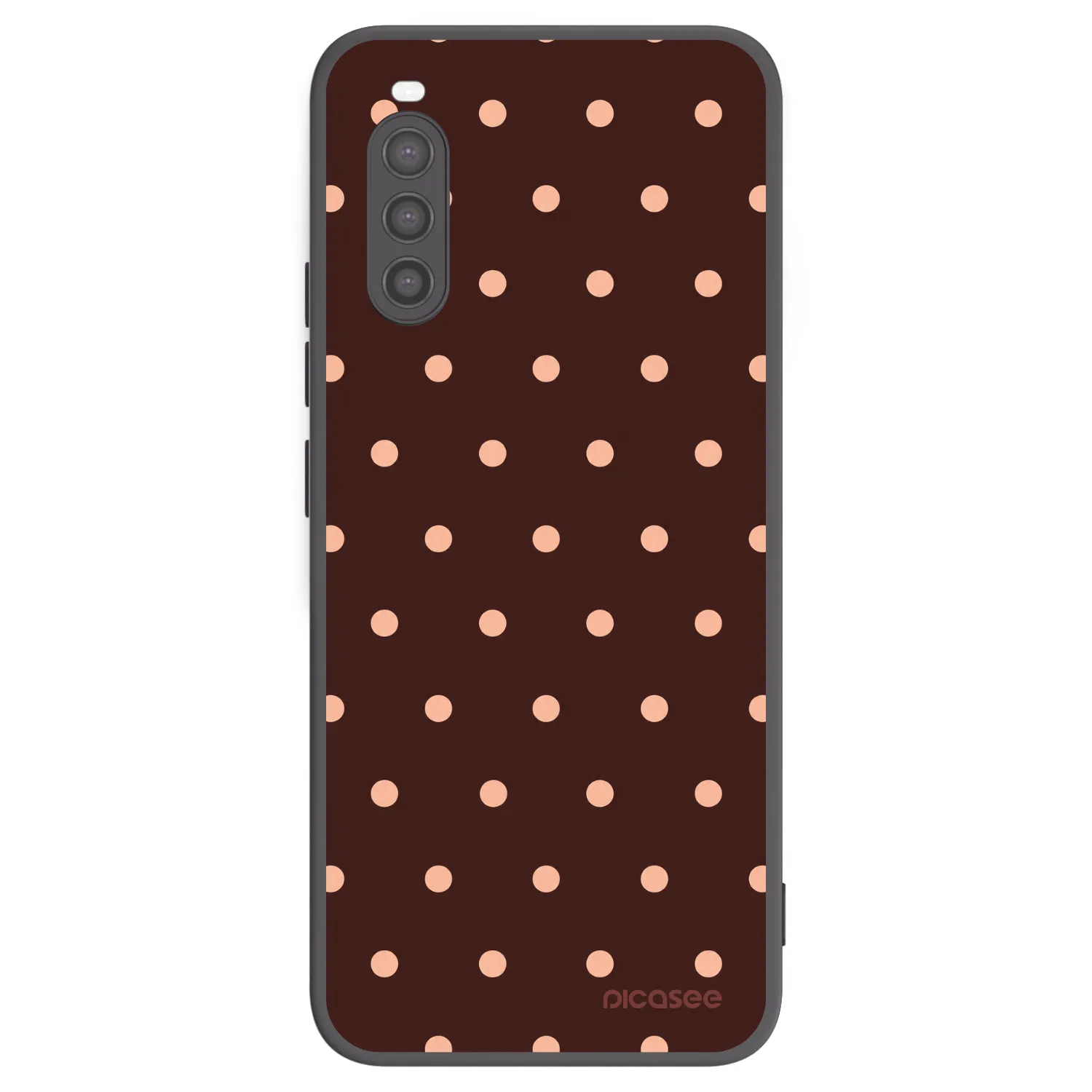 Picasee silikonski črni ovitek za Sony Xperia 10 II - Peach Dots & Chocolate