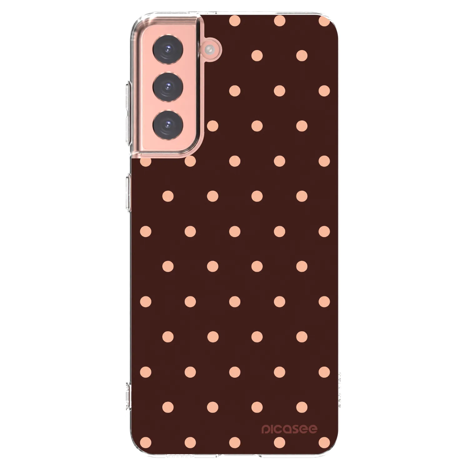 Picasee silikonski prozorni ovitek za Samsung Galaxy S21 5G G991B - Peach Dots & Chocolate