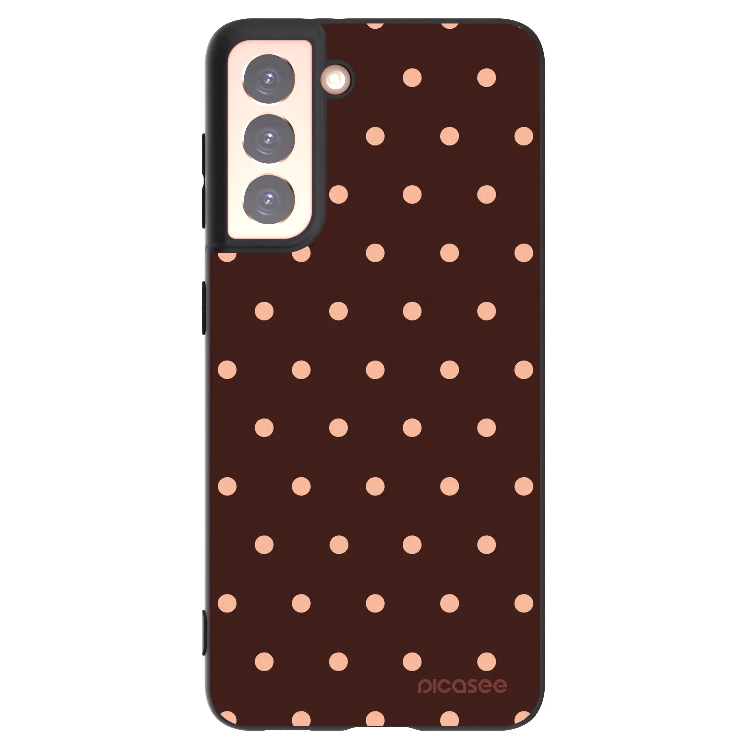 Picasee silikonski črni ovitek za Samsung Galaxy S21 5G G991B - Peach Dots & Chocolate