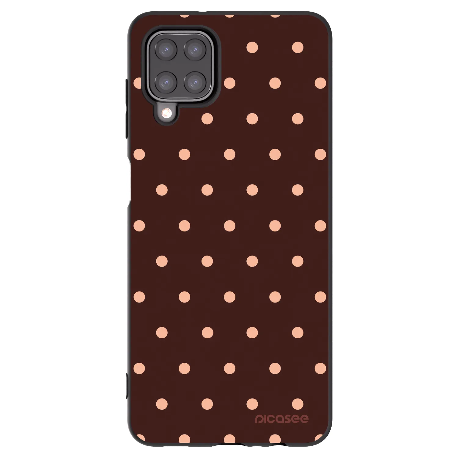 Picasee silikonski črni ovitek za Samsung Galaxy A12 A125F - Peach Dots & Chocolate