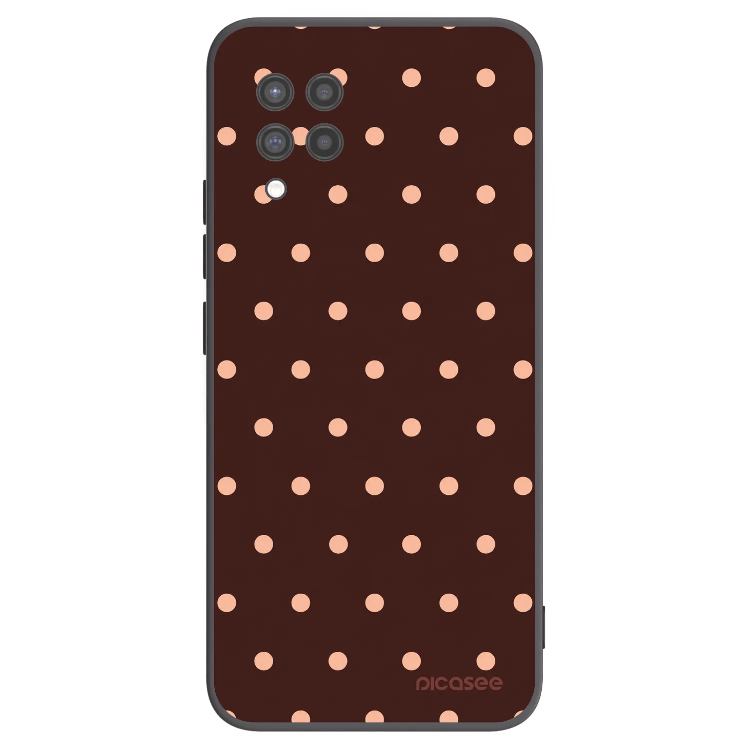 Picasee silikonski črni ovitek za Samsung Galaxy A42 A426B - Peach Dots & Chocolate
