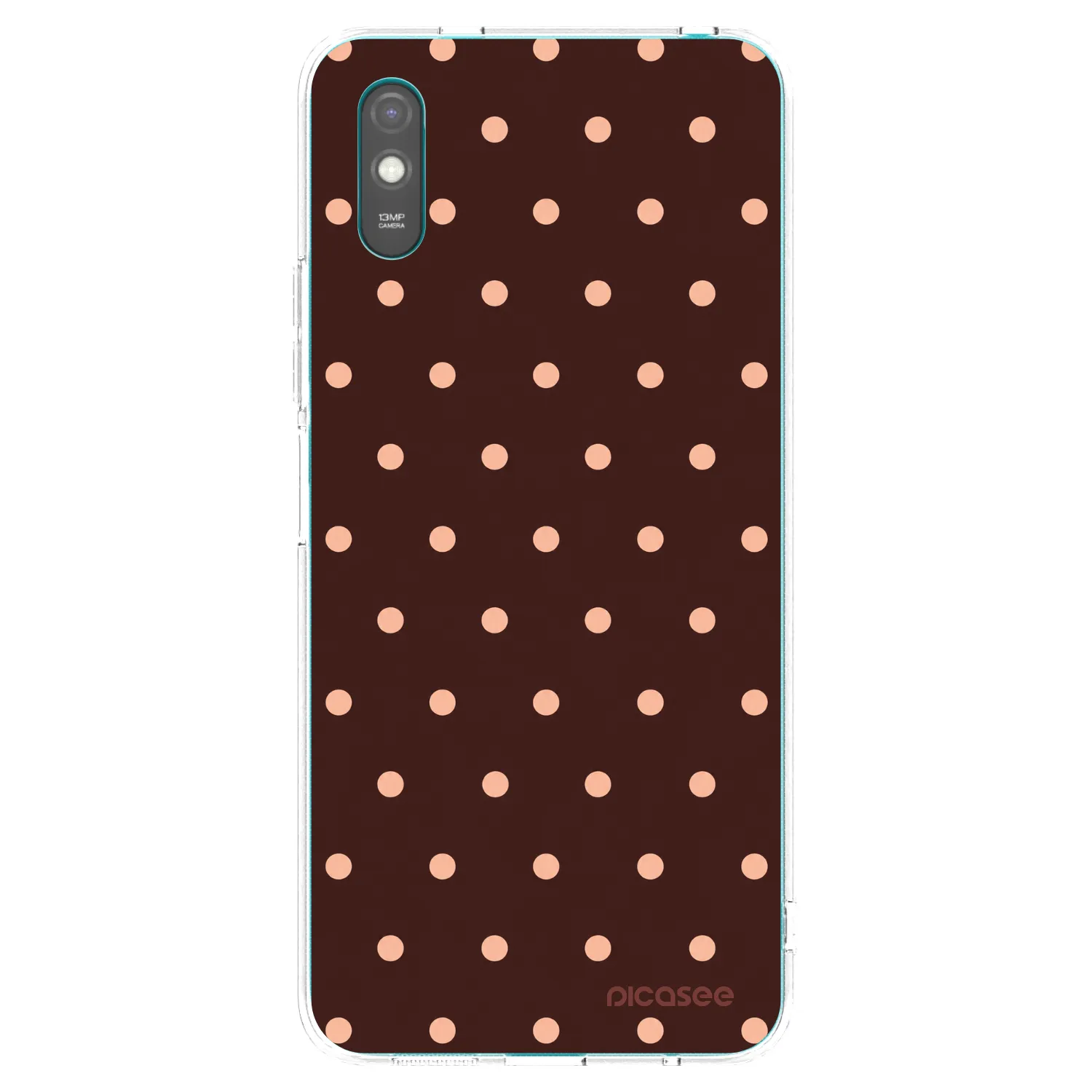 Picasee silikonski prozorni ovitek za Xiaomi Redmi 9AT - Peach Dots & Chocolate