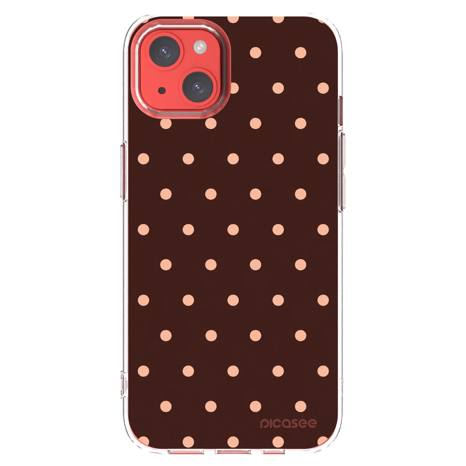 Picasee silikonski prozorni ovitek za Apple iPhone 13 - Peach Dots & Chocolate