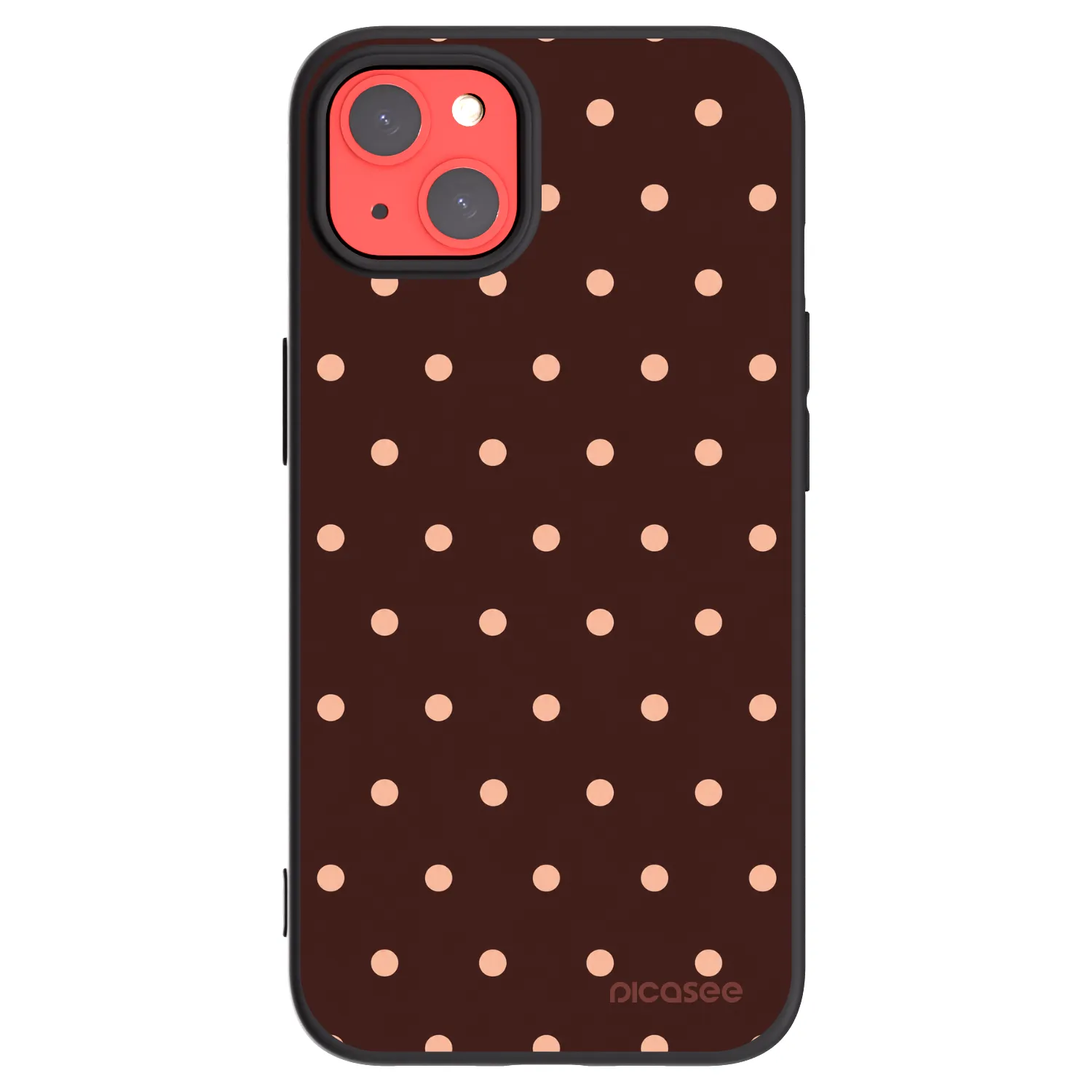 Picasee silikonski črni ovitek za Apple iPhone 13 - Peach Dots & Chocolate