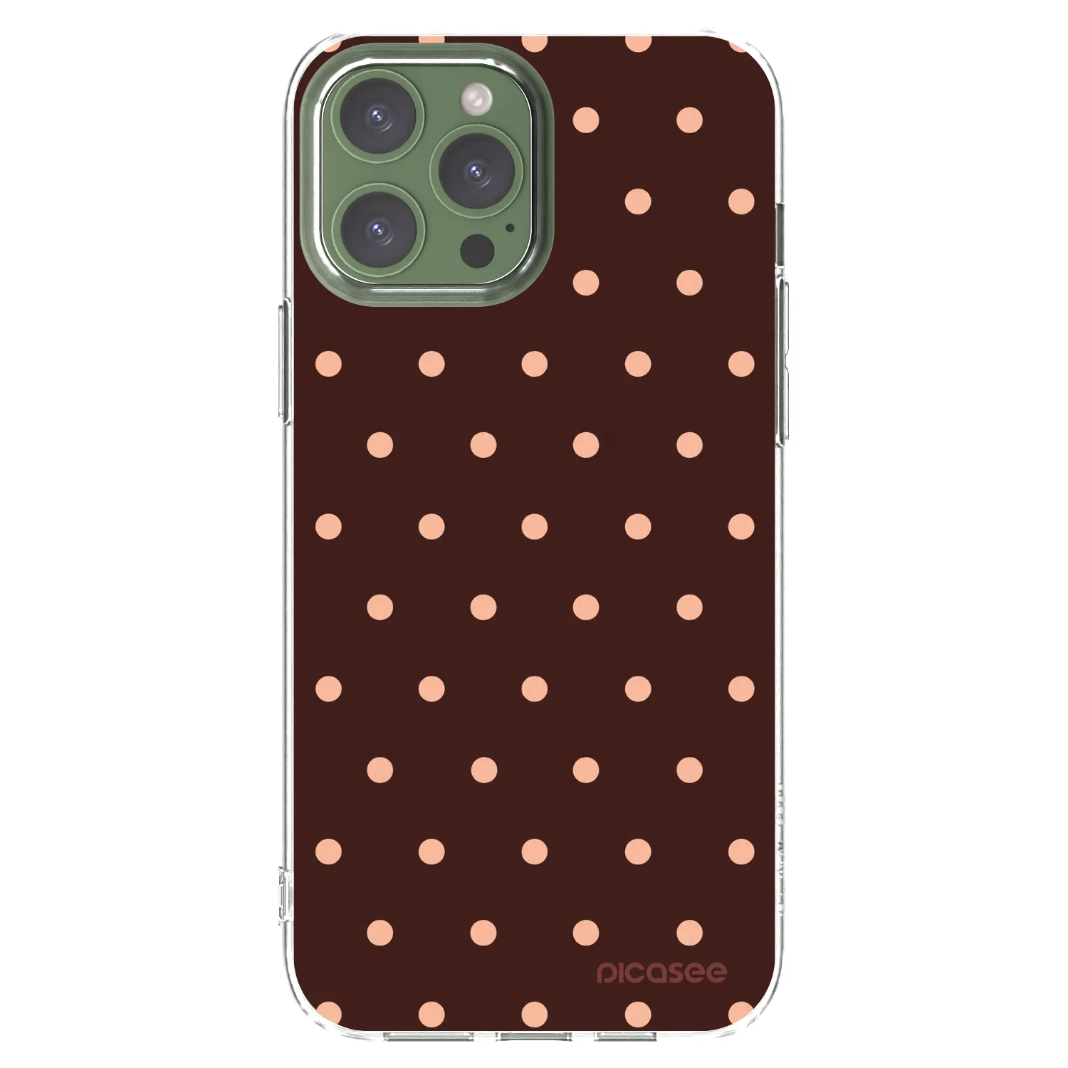 Picasee silikonski prozorni ovitek za Apple iPhone 13 Pro Max - Peach Dots & Chocolate
