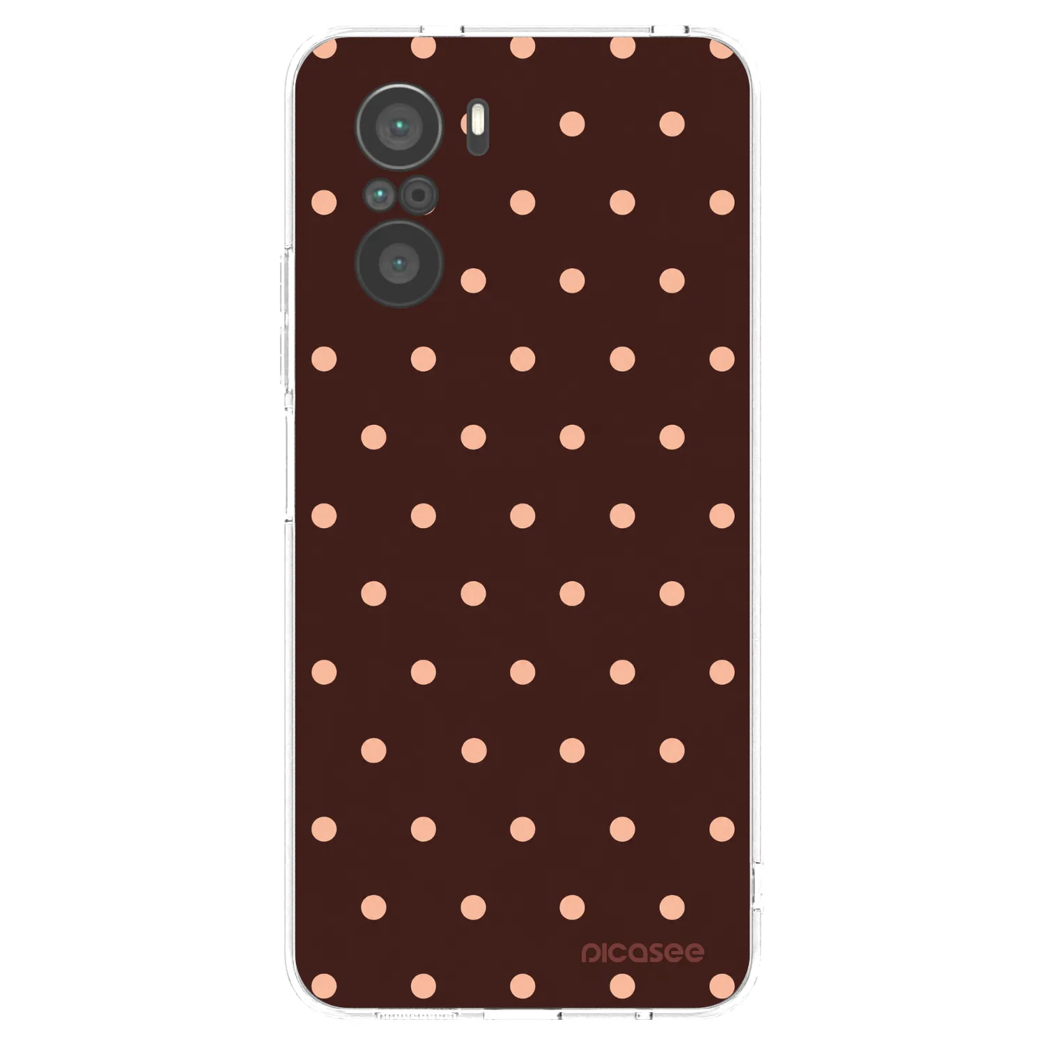 Picasee silikonski prozorni ovitek za Xiaomi Poco F3 - Peach Dots & Chocolate