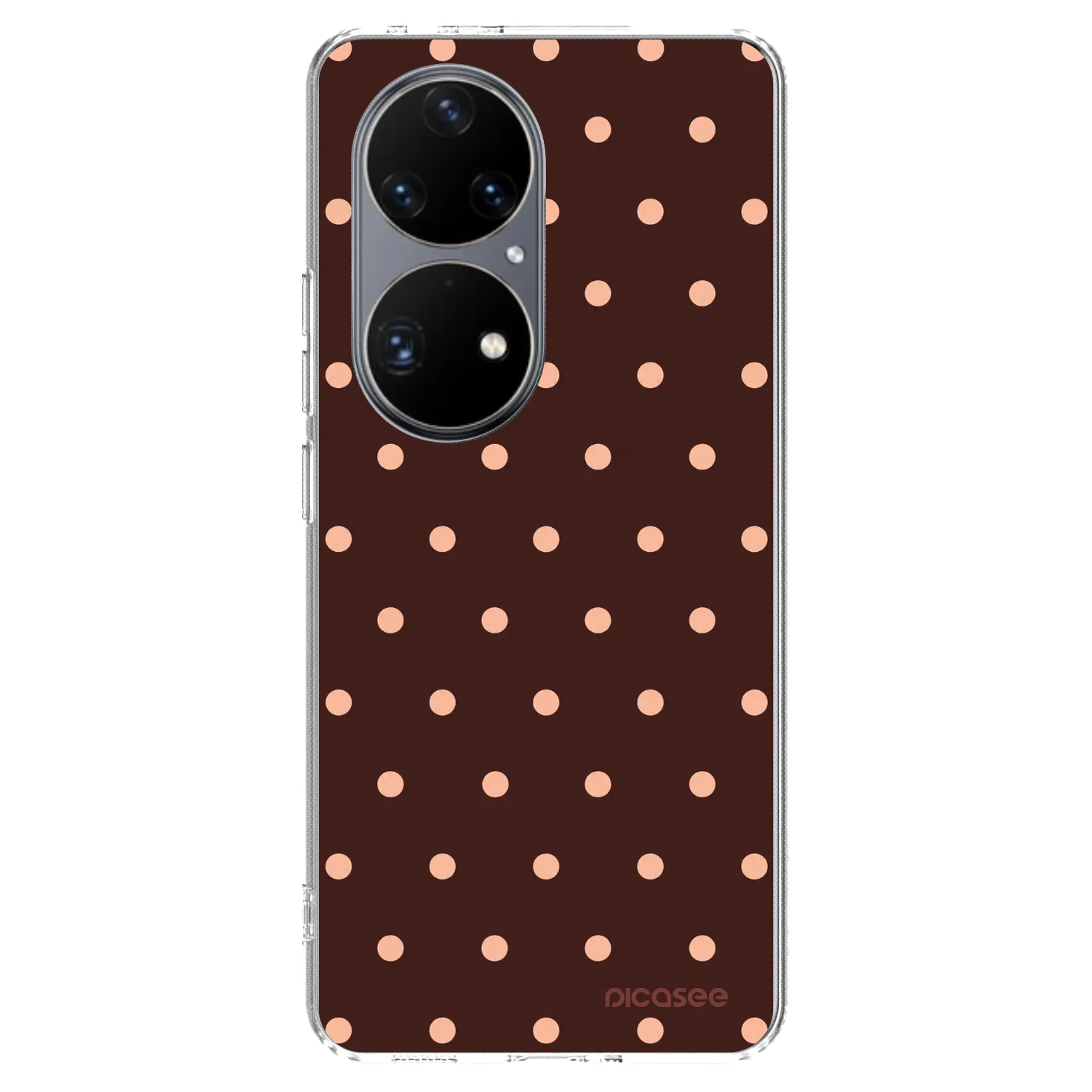 Picasee silikonski prozorni ovitek za Huawei P50 - Peach Dots & Chocolate