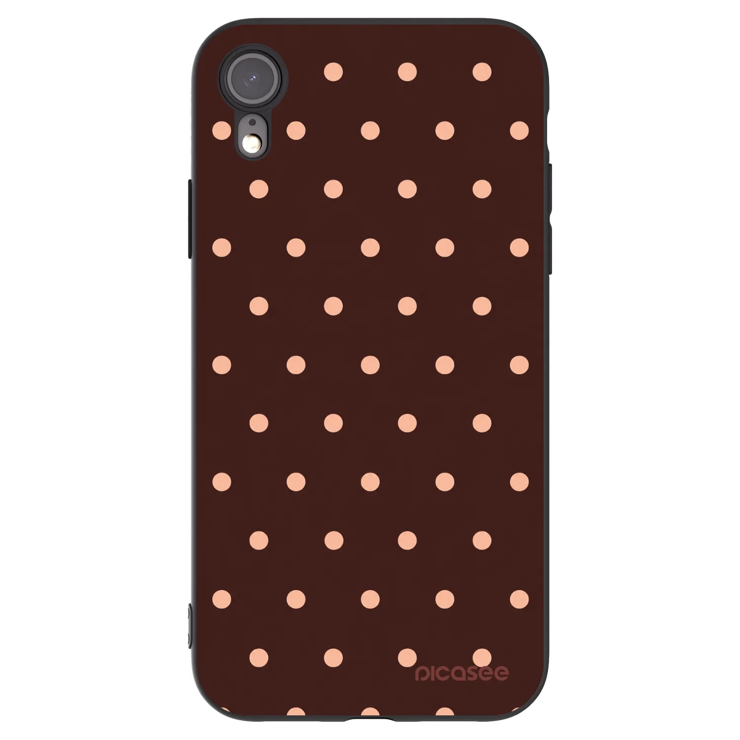 Picasee silikonski črni ovitek za Apple iPhone XR - Peach Dots & Chocolate