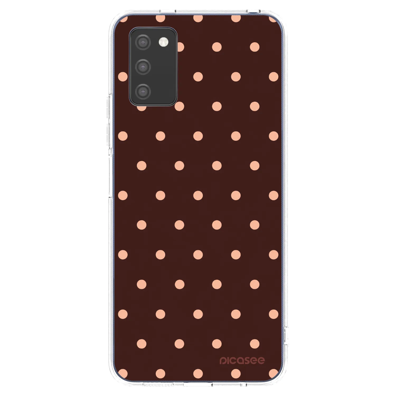 Picasee silikonski prozorni ovitek za Samsung Galaxy A02s A025G - Peach Dots & Chocolate