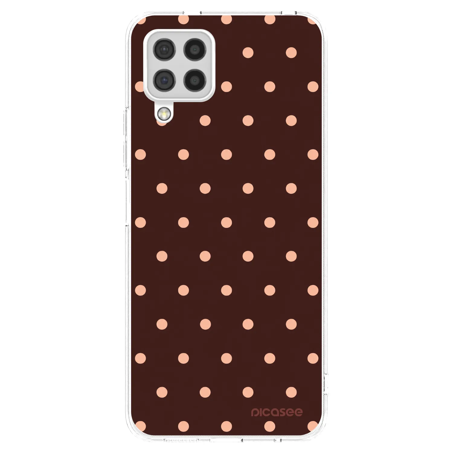 Picasee silikonski prozorni ovitek za Samsung Galaxy A22 A225F 4G - Peach Dots & Chocolate