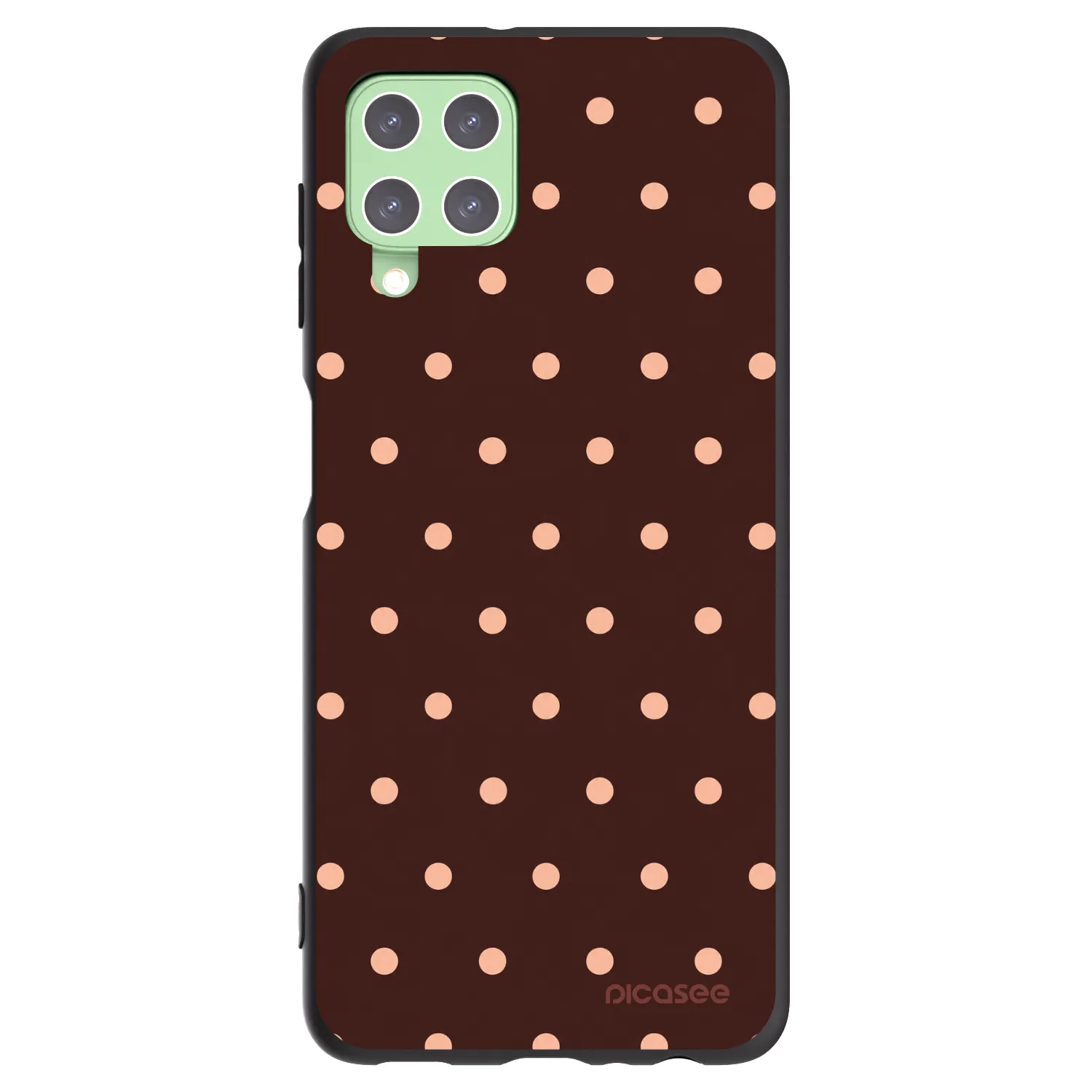 Picasee silikonski črni ovitek za Samsung Galaxy A22 A225F 4G - Peach Dots & Chocolate