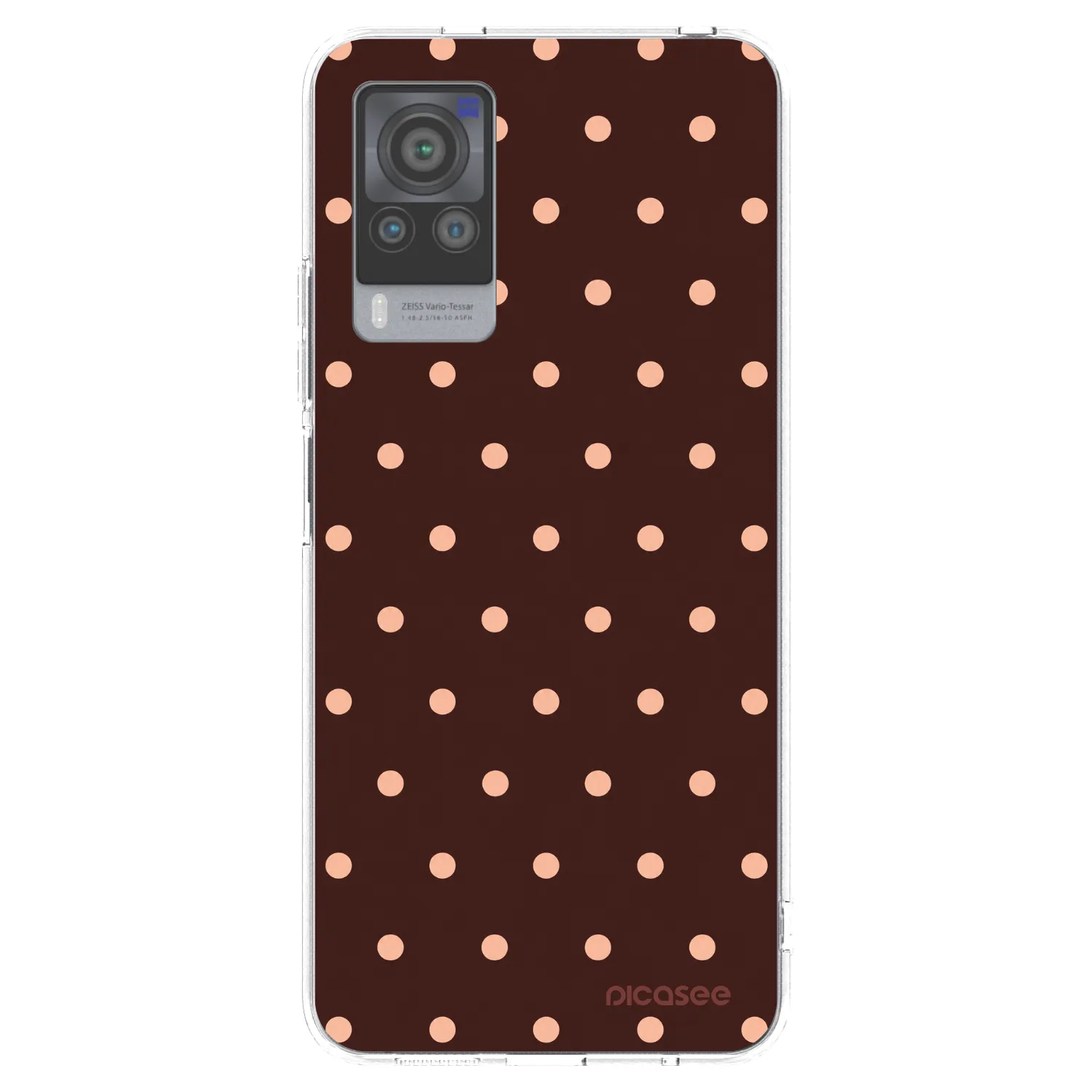 Picasee silikonski prozorni ovitek za Vivo X60 Pro 5G - Peach Dots & Chocolate