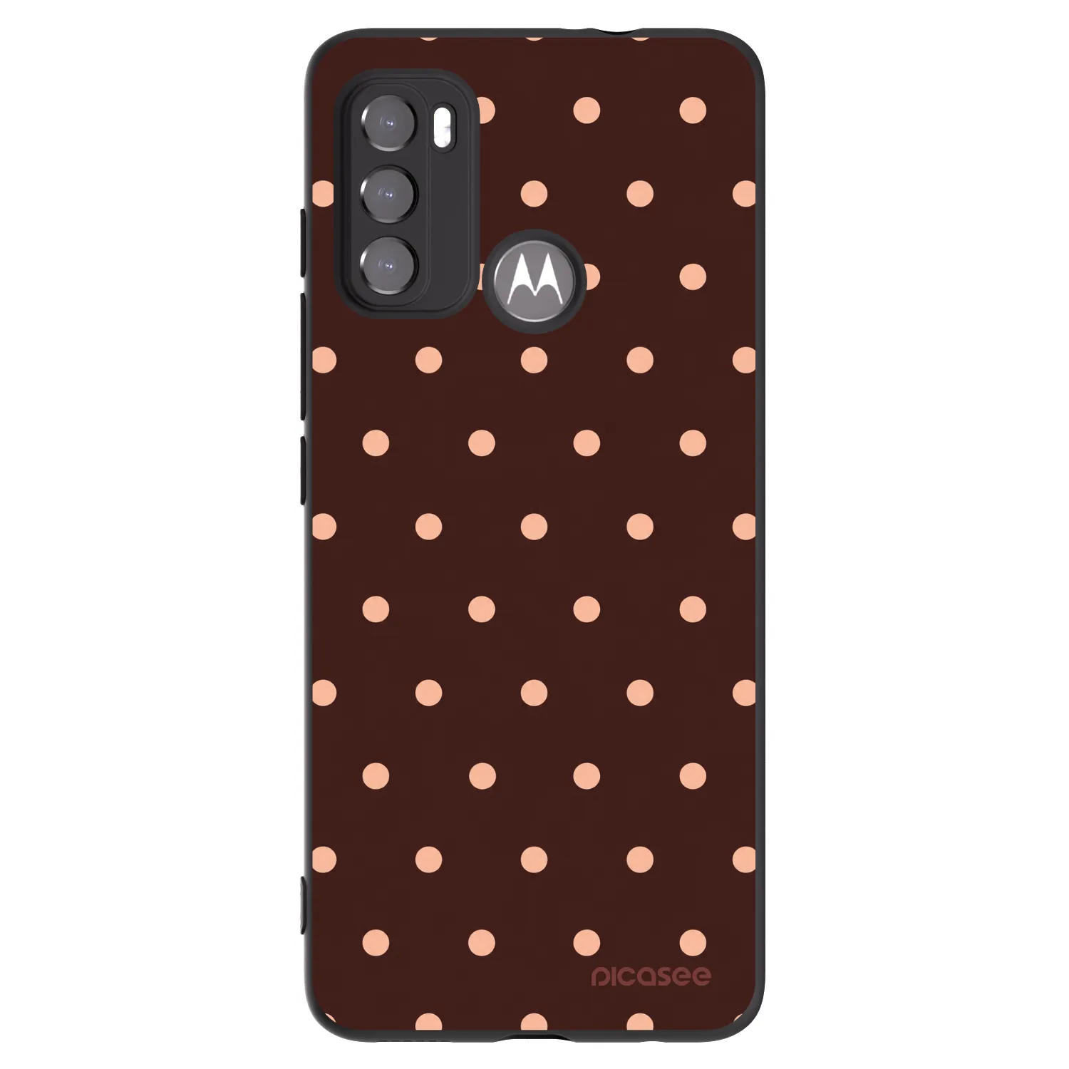 Picasee silikonski črni ovitek za Motorola Moto G60 - Peach Dots & Chocolate