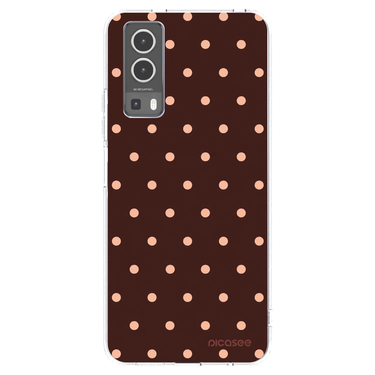 Picasee silikonski prozorni ovitek za Vivo Y72 5G - Peach Dots & Chocolate