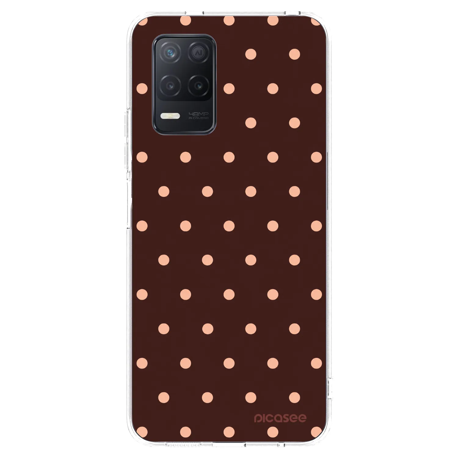 Picasee silikonski prozorni ovitek za Realme 8 5G - Peach Dots & Chocolate
