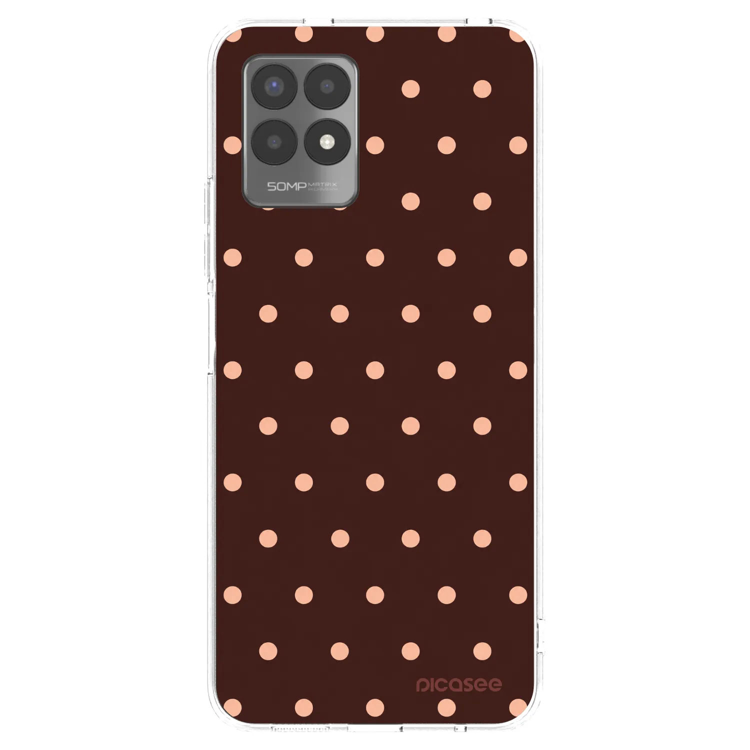 Picasee silikonski prozorni ovitek za Realme 8i - Peach Dots & Chocolate