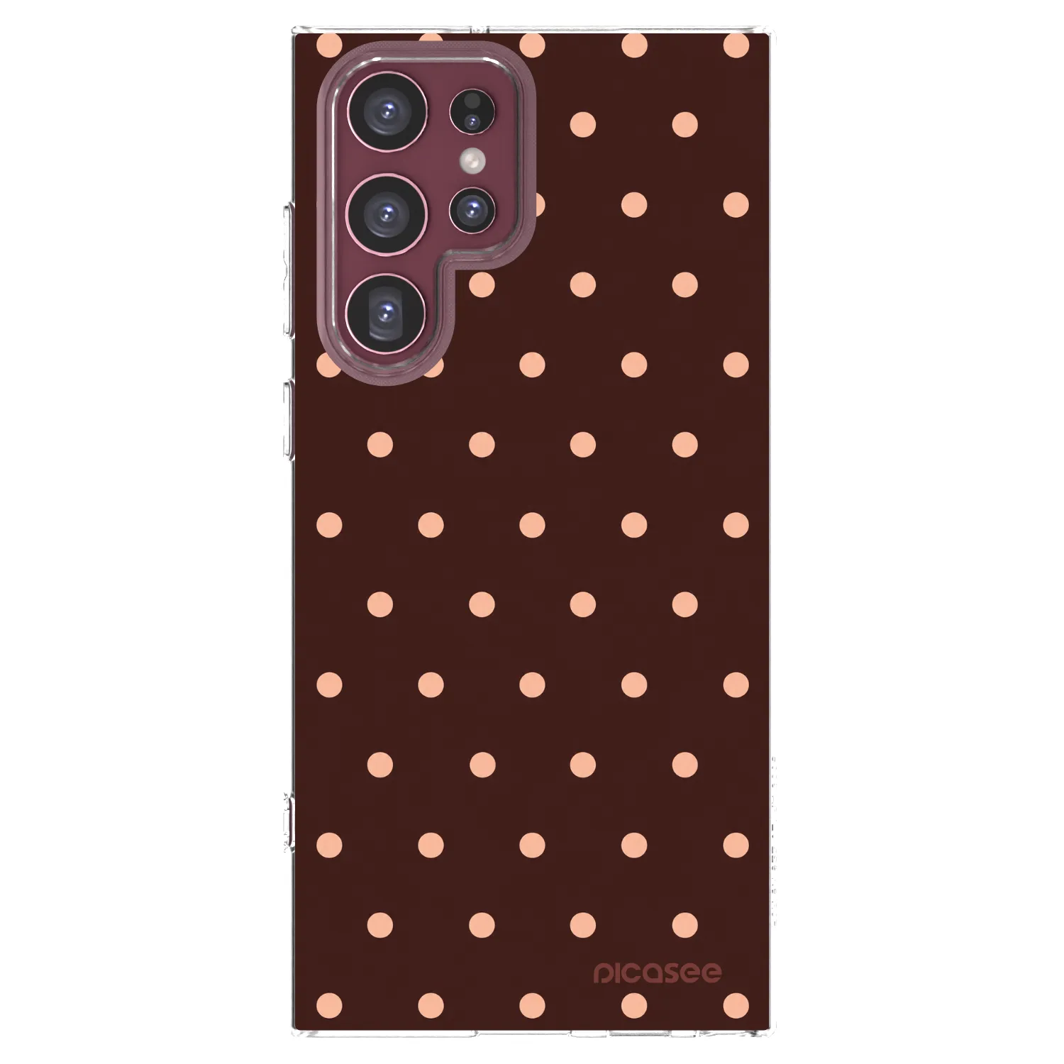 Picasee silikonski prozorni ovitek za Samsung Galaxy S22 Ultra 5G - Peach Dots & Chocolate