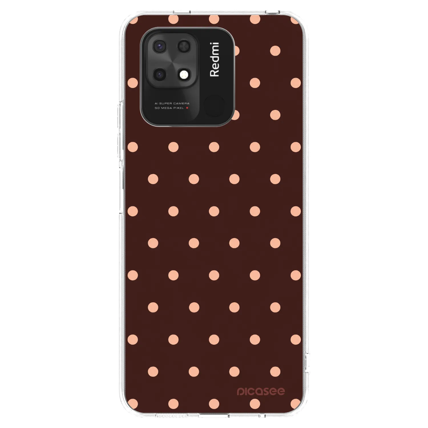 Picasee silikonski prozorni ovitek za Xiaomi Redmi 10C - Peach Dots & Chocolate