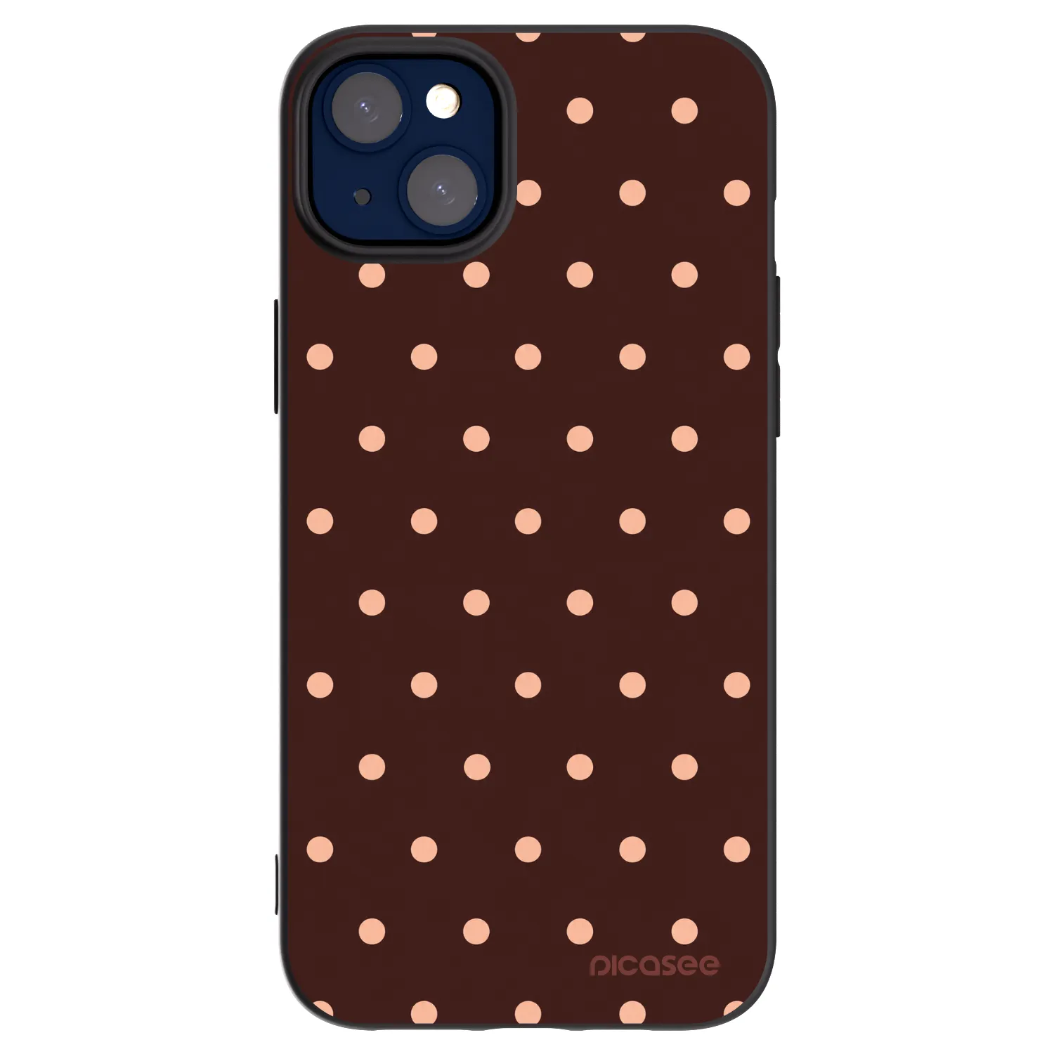 Picasee silikonski črni ovitek za Apple iPhone 14 Plus - Peach Dots & Chocolate