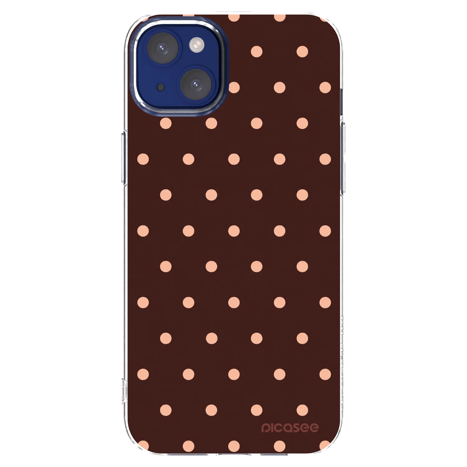 Picasee silikonski prozorni ovitek za Apple iPhone 14 Plus - Peach Dots & Chocolate