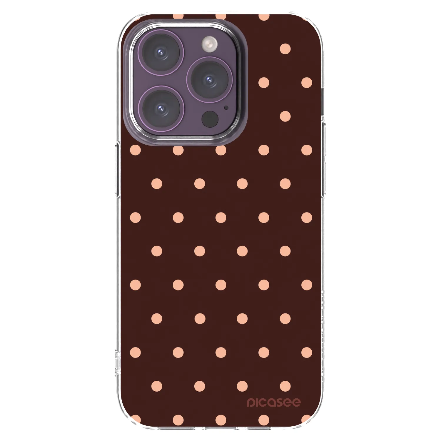 Picasee silikonski prozorni ovitek za Apple iPhone 14 Pro - Peach Dots & Chocolate