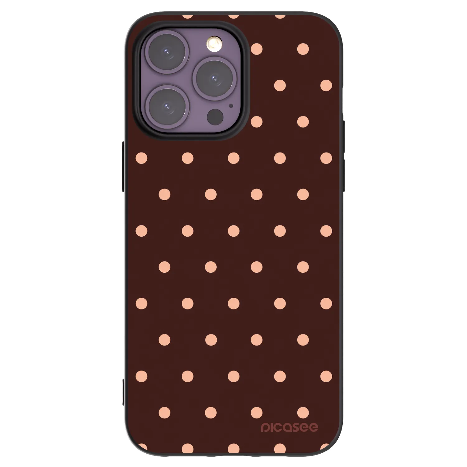 Picasee silikonski črni ovitek za Apple iPhone 14 Pro Max - Peach Dots & Chocolate