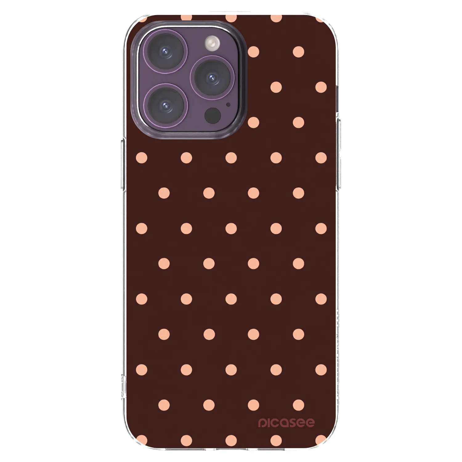 Picasee silikonski prozorni ovitek za Apple iPhone 14 Pro Max - Peach Dots & Chocolate