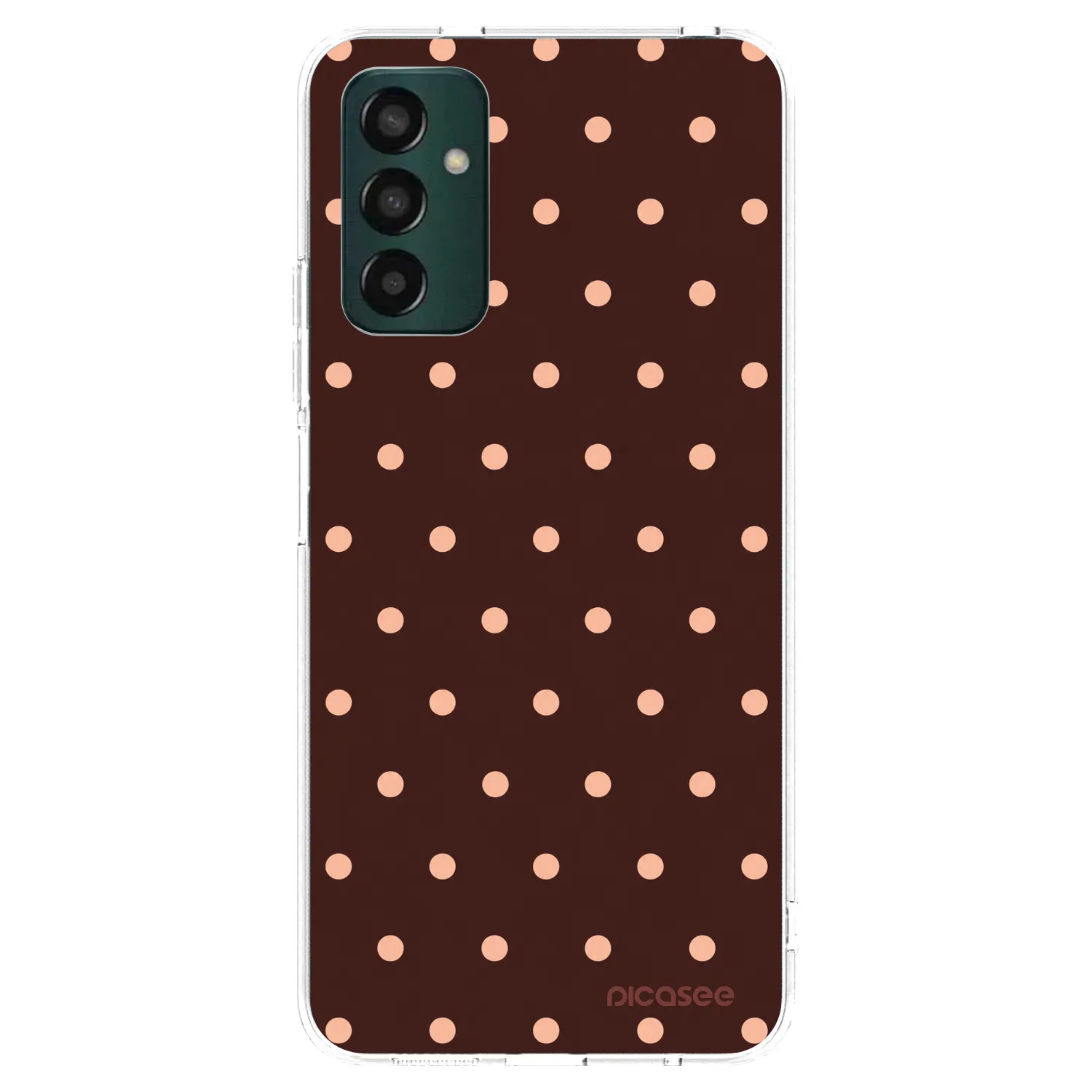 Picasee silikonski prozorni ovitek za Samsung Galaxy M13 M135F - Peach Dots & Chocolate