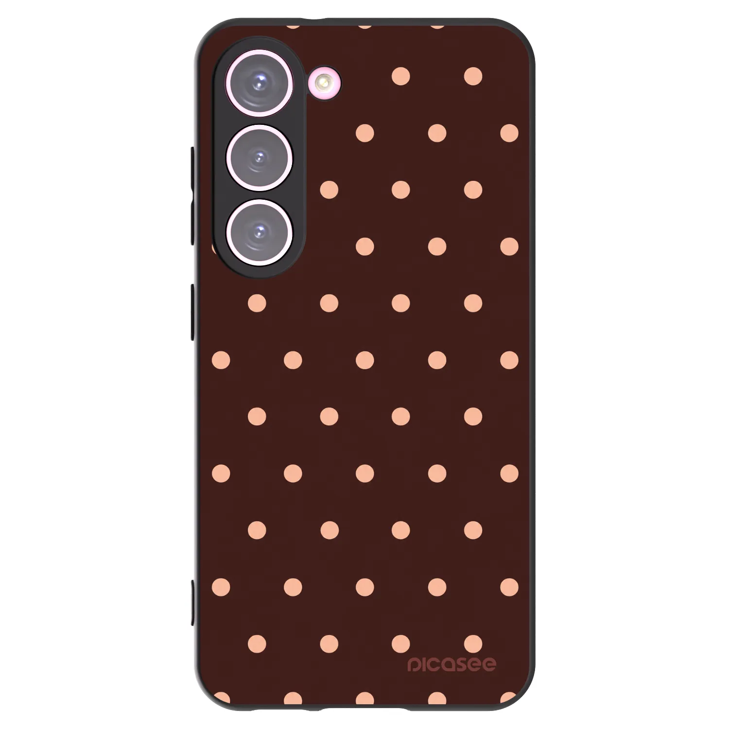 Picasee silikonski črni ovitek za Samsung Galaxy S23 5G - Peach Dots & Chocolate
