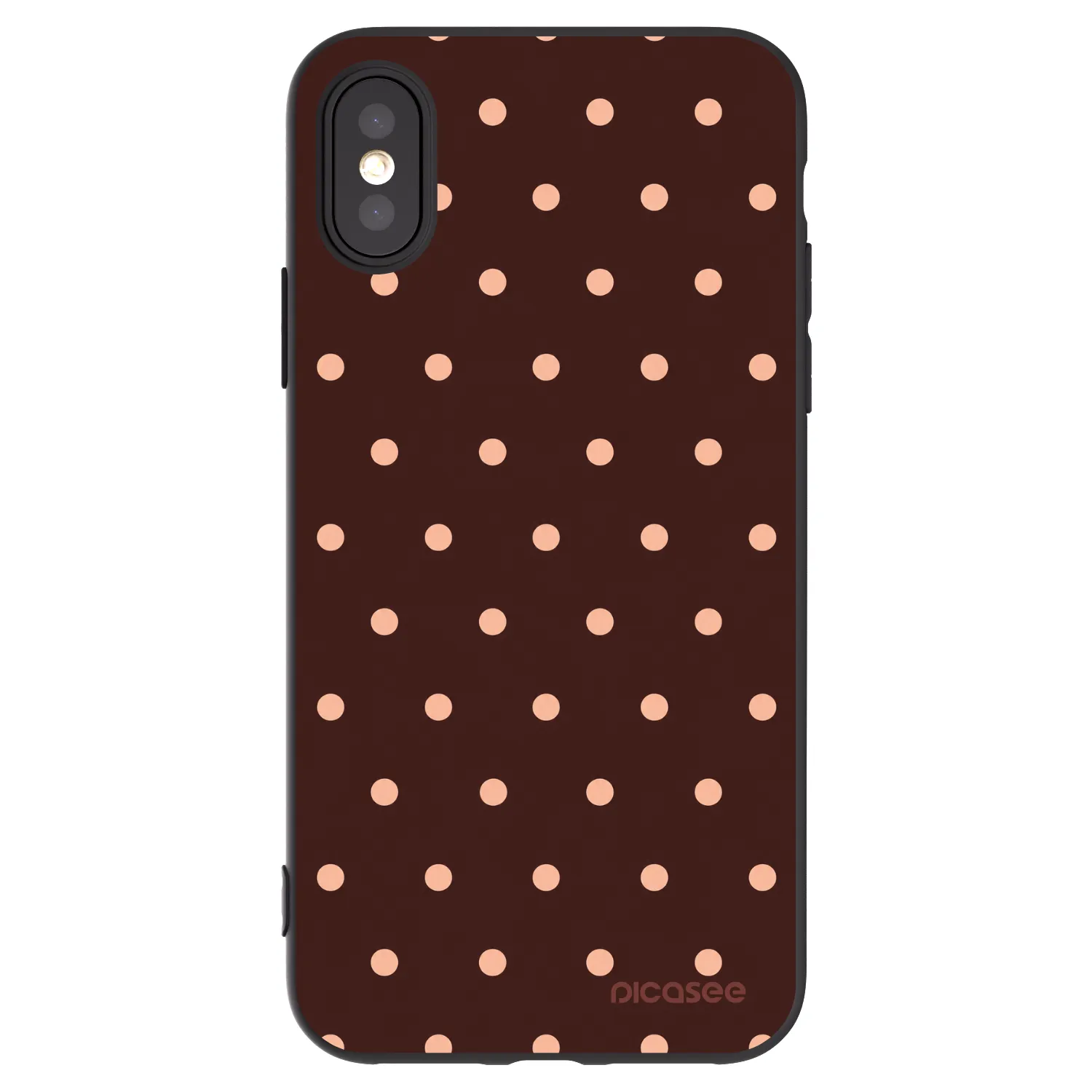Picasee silikonski črni ovitek za Apple iPhone X/XS - Peach Dots & Chocolate