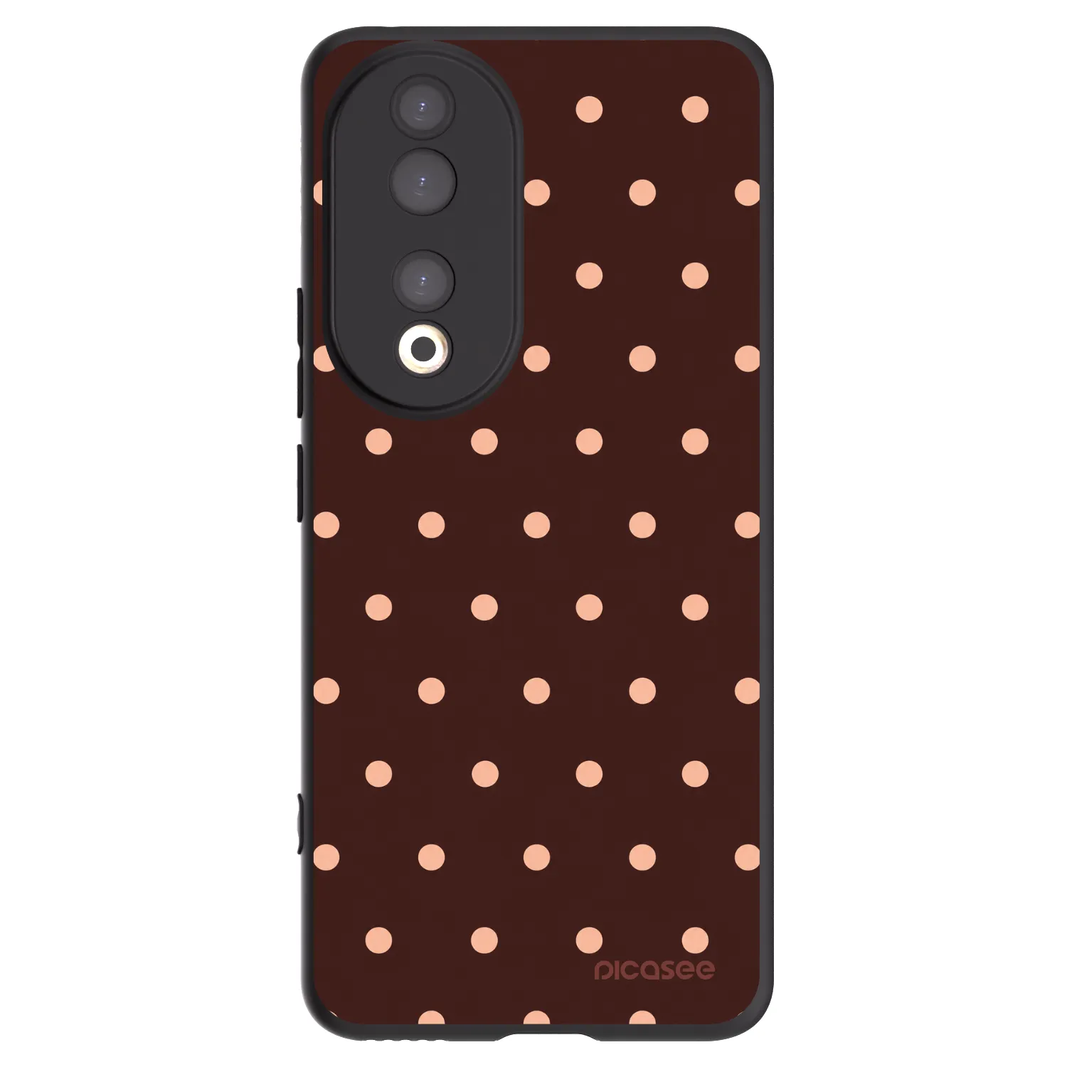 Picasee silikonski črni ovitek za Honor 90 5G - Peach Dots & Chocolate