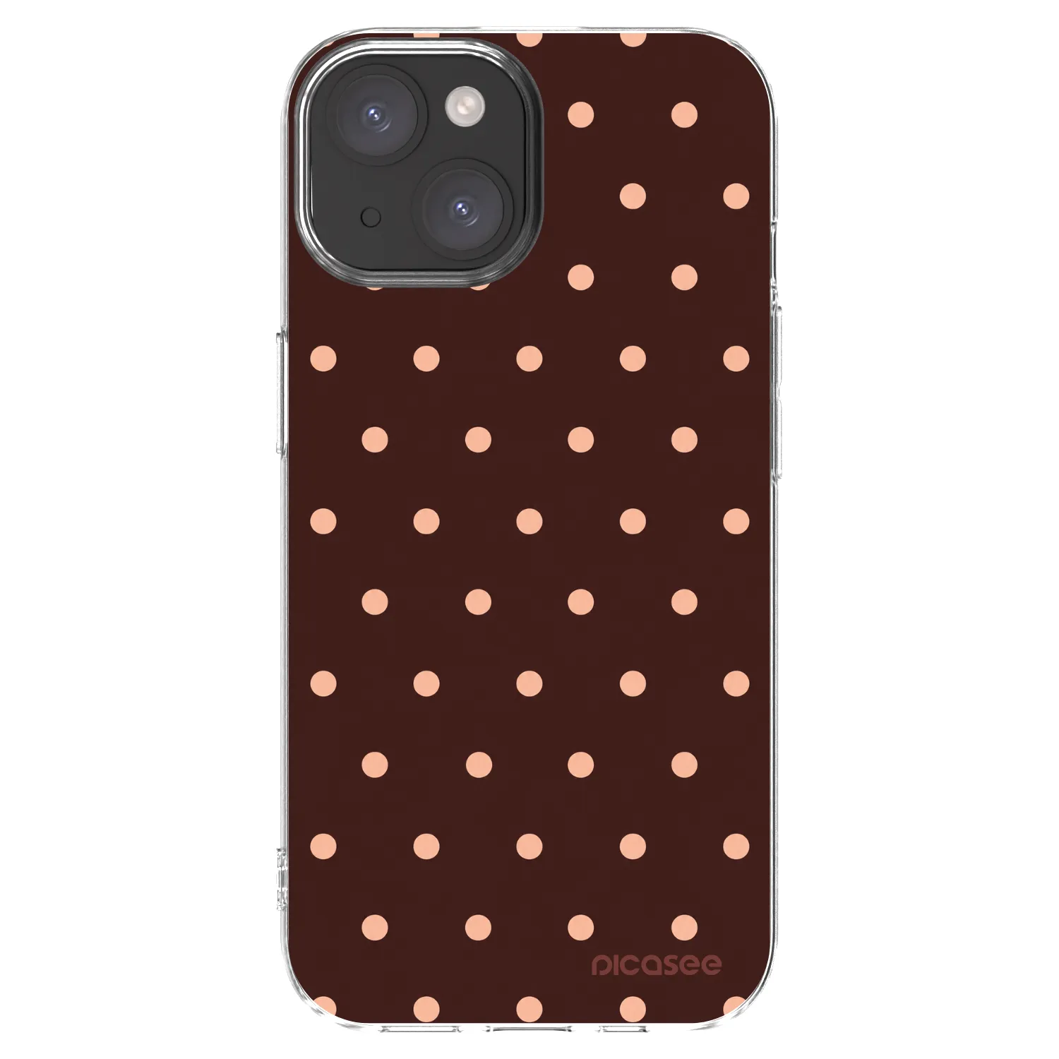 Picasee silikonski prozorni ovitek za Apple iPhone 15 - Peach Dots & Chocolate