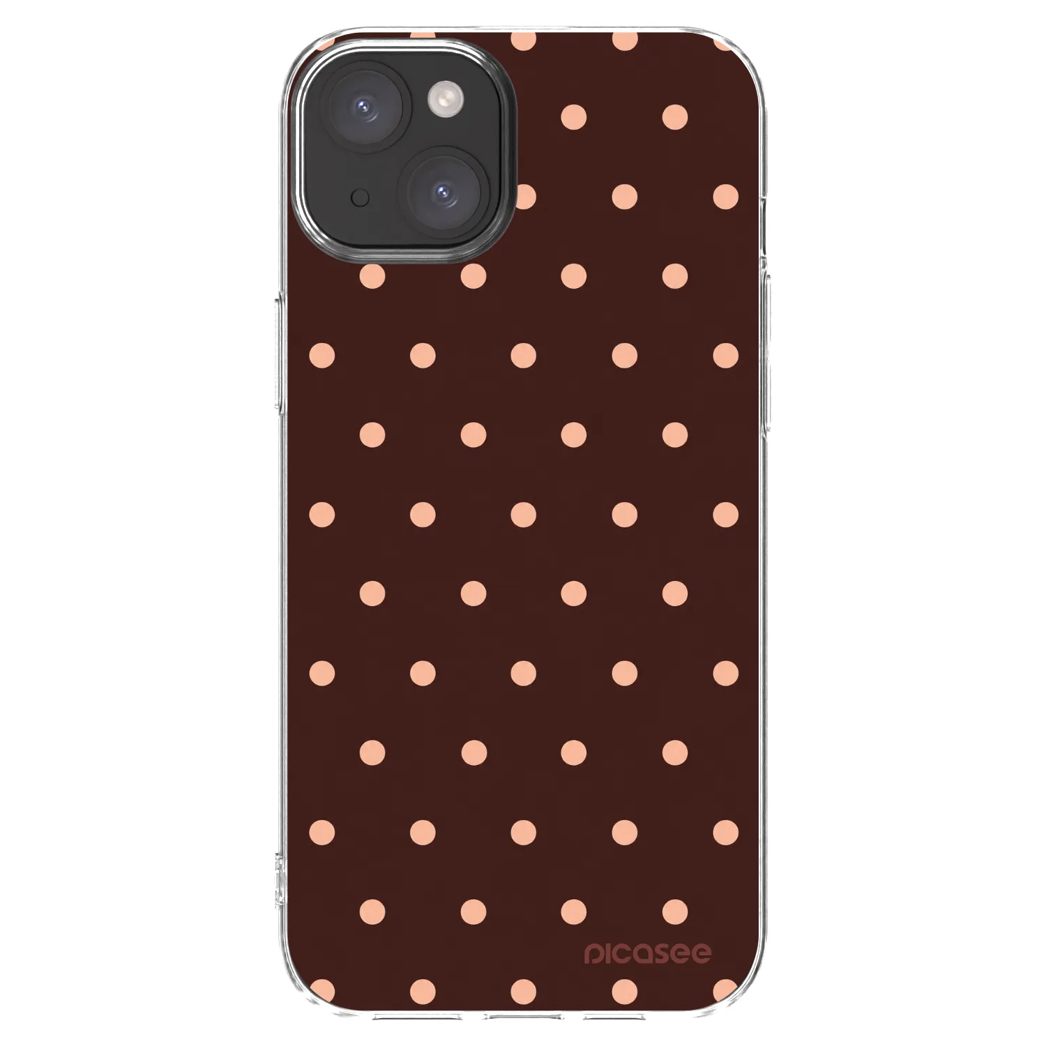 Picasee silikonski prozorni ovitek za Apple iPhone 15 Plus - Peach Dots & Chocolate
