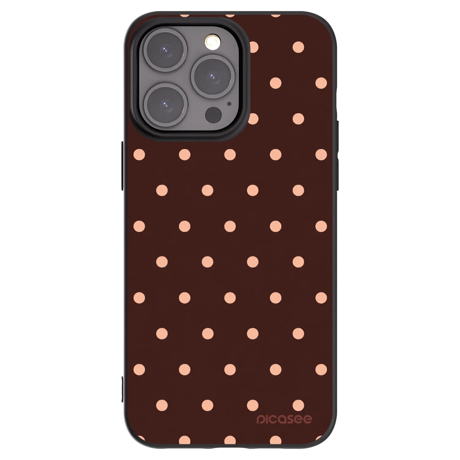 Picasee silikonski črni ovitek za Apple iPhone 15 Pro Max - Peach Dots & Chocolate