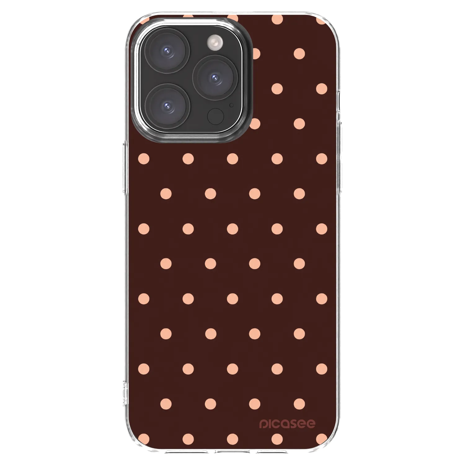 Picasee silikonski prozorni ovitek za Apple iPhone 15 Pro Max - Peach Dots & Chocolate