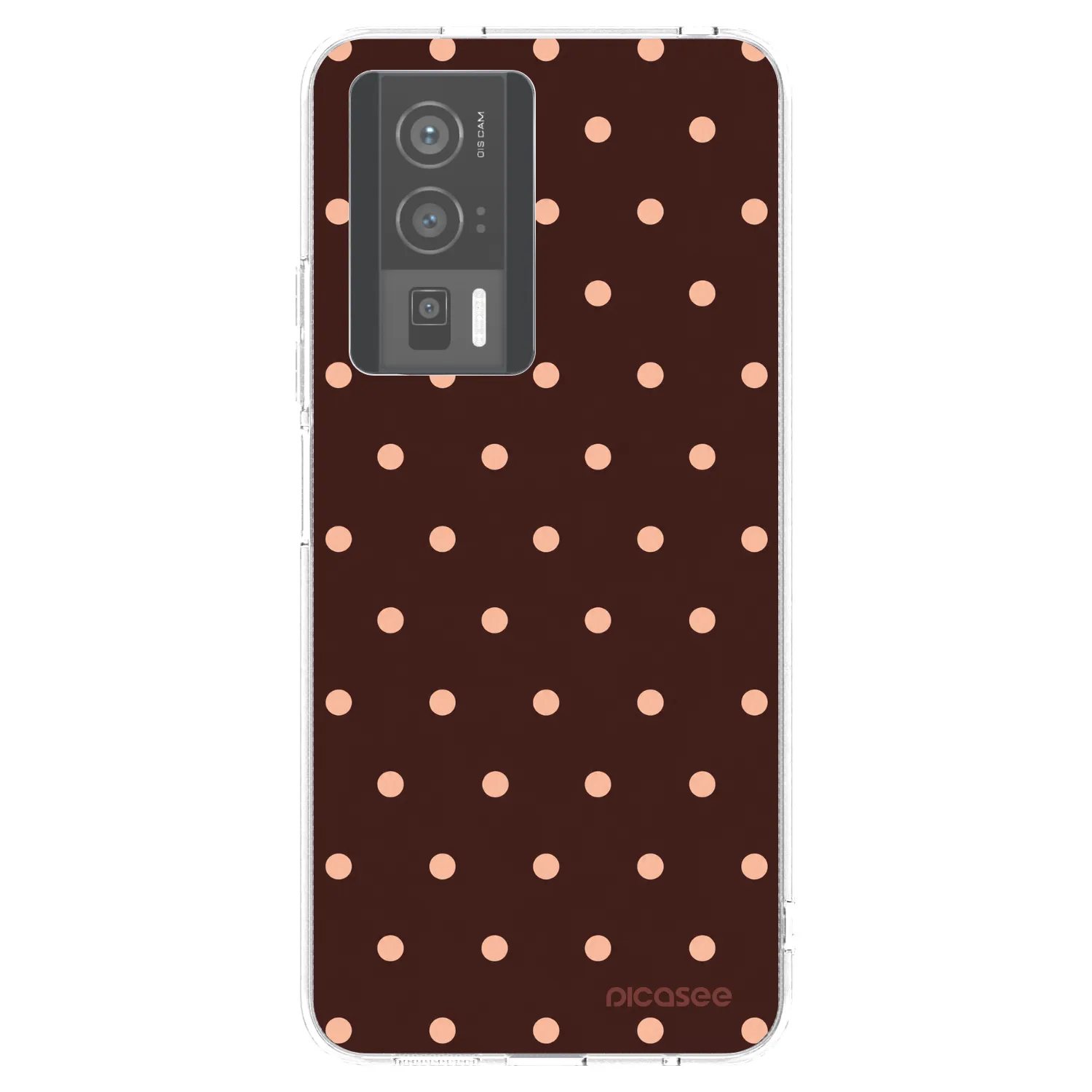 Picasee silikonski prozorni ovitek za Xiaomi Poco F5 Pro 5G - Peach Dots & Chocolate