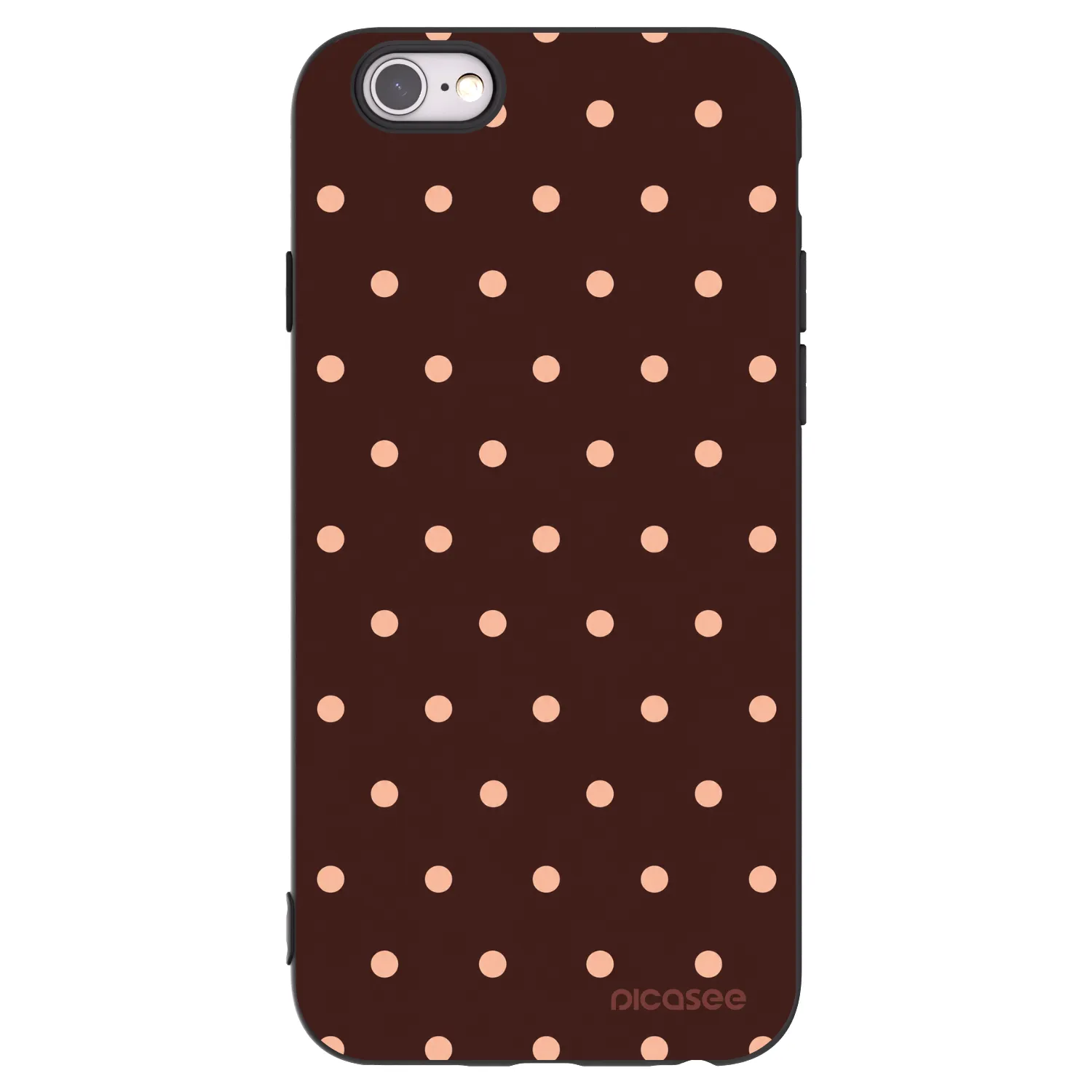 Picasee silikonski črni ovitek za Apple iPhone 6/6S - Peach Dots & Chocolate