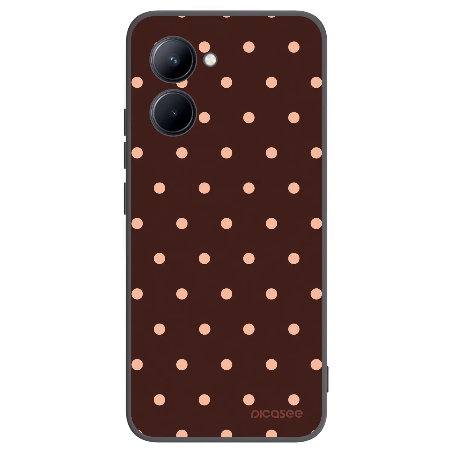 Picasee silikonski črni ovitek za Realme C33 (2023) - Peach Dots & Chocolate