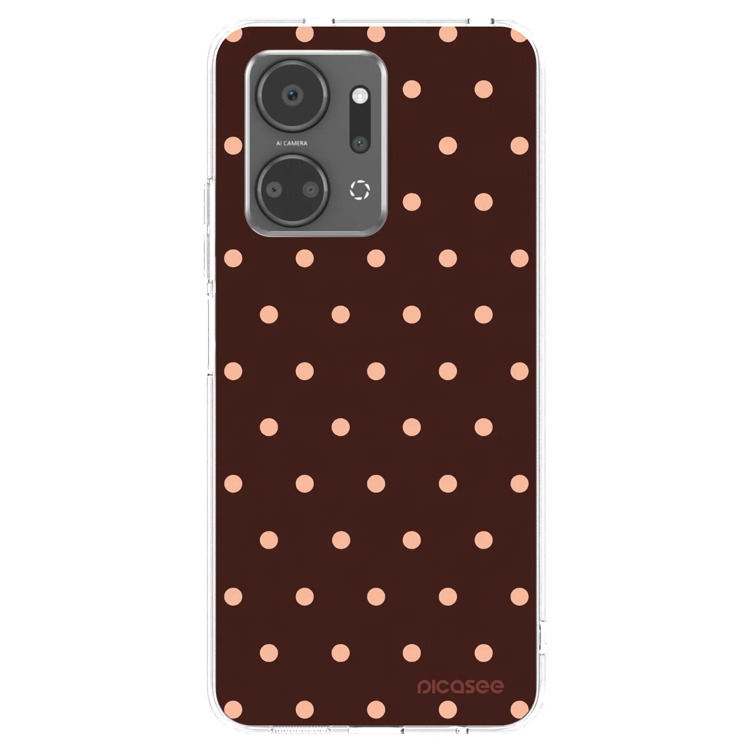 Picasee silikonski prozorni ovitek za Honor X7a - Peach Dots & Chocolate