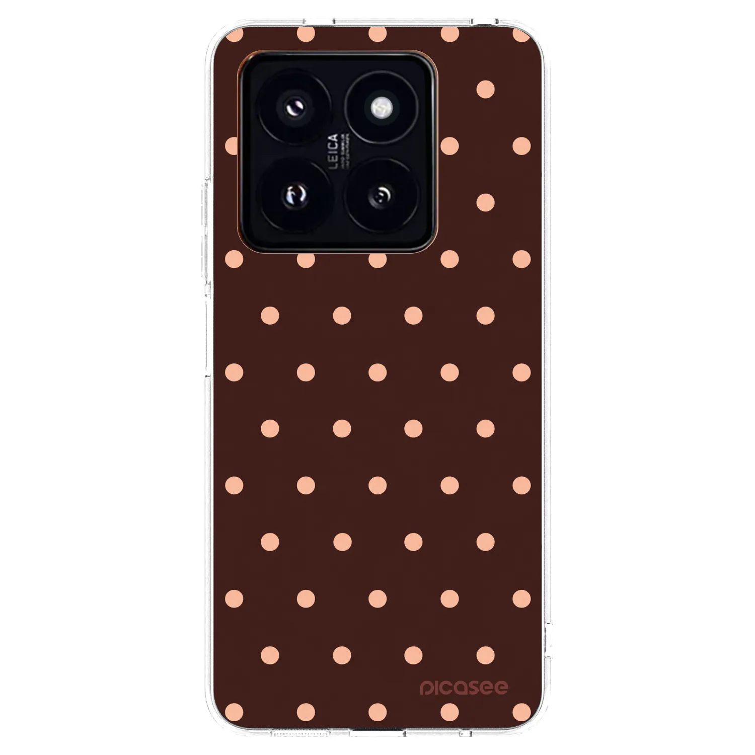 Picasee silikonski prozorni ovitek za Xiaomi 14 Pro - Peach Dots & Chocolate