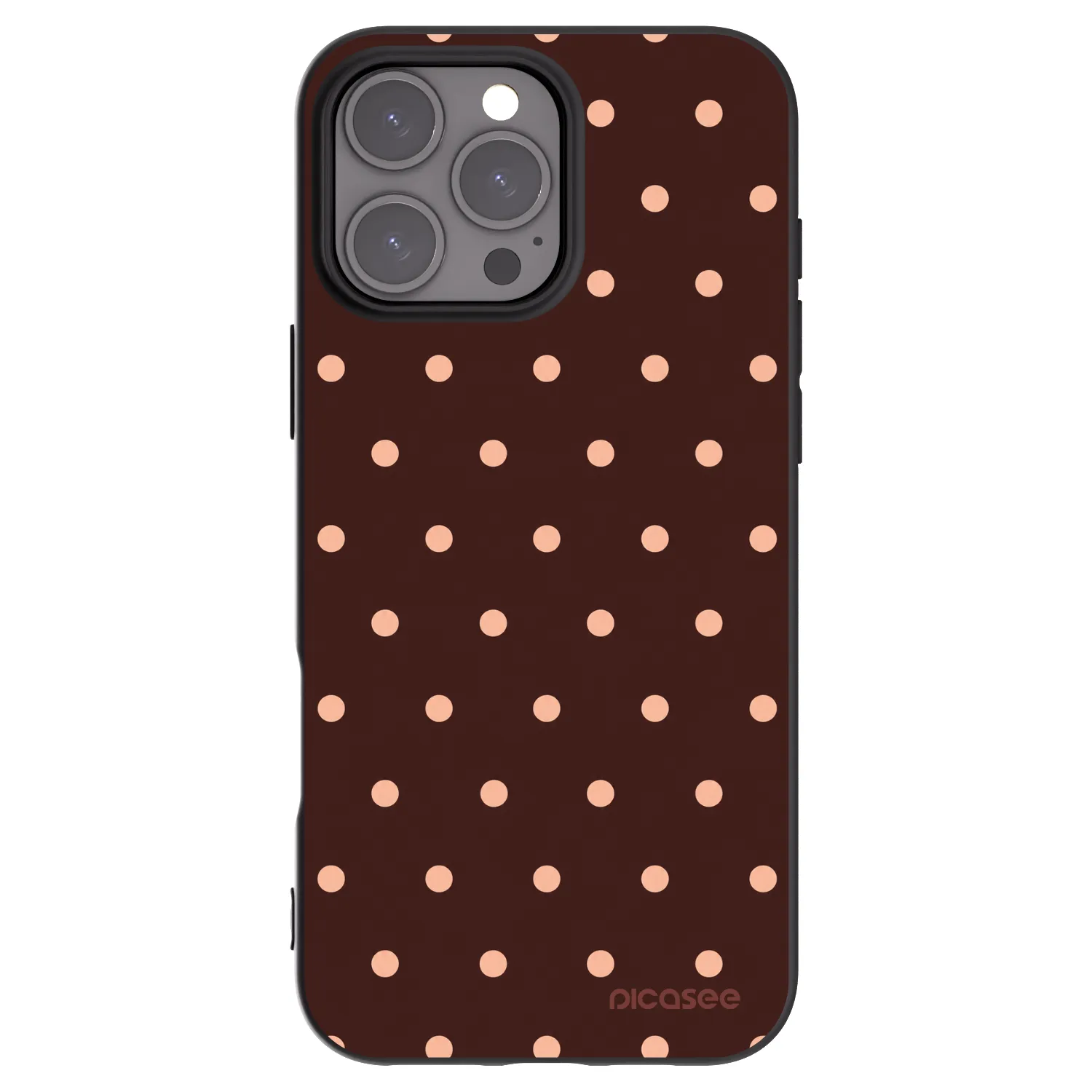 Picasee silikonski črni ovitek za Apple iPhone 16 Pro Max - Peach Dots & Chocolate